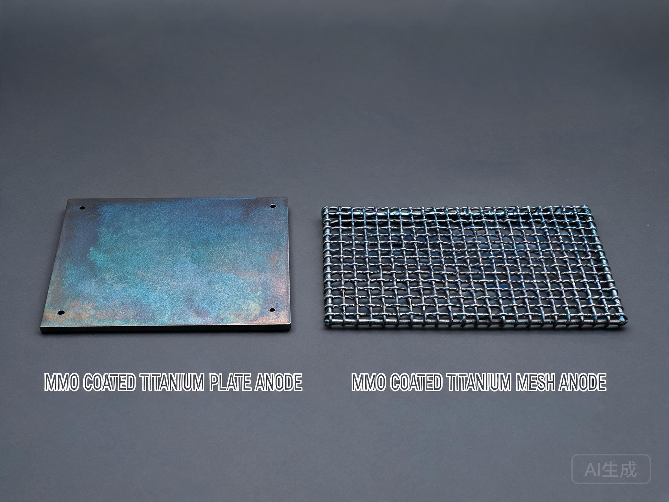 MMO-coated titanium plate and mesh anodes