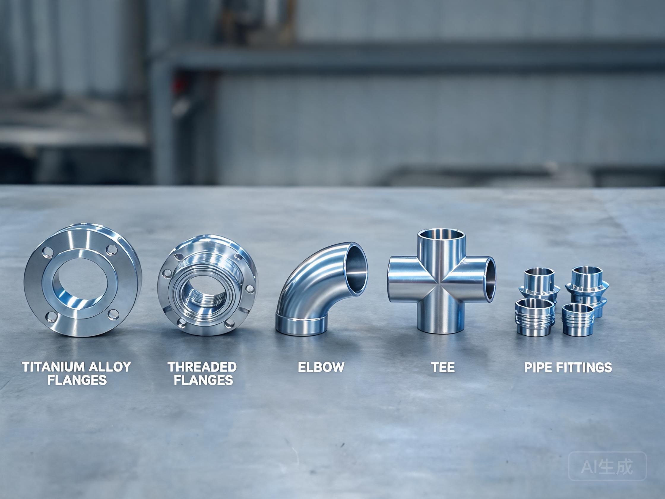 Titanium flanges, elbows and pipe fittings